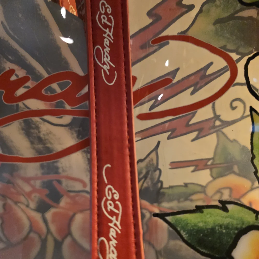 Ed Hardy Red Floral Transparent Tote Bag